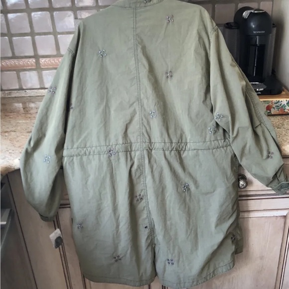 Free People Wildflower Parka Floral Embroidered Petals Velvet Drawstring Zip - Picture 7 of 7